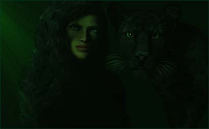 Woman Poses Alongside Panther