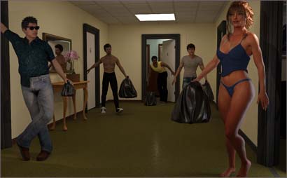 Female takes out her trash