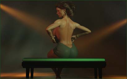 Woman Adjusts Her Top