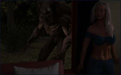 Werwolf Stalks Woman