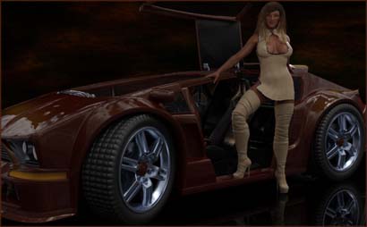 Woman Posed with Sports Car