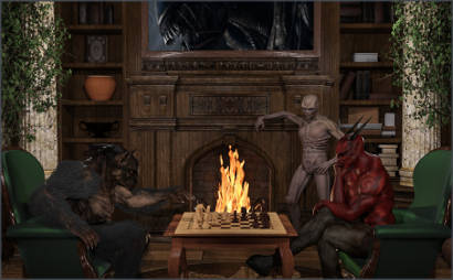 Assorted Ghouls Play Chess