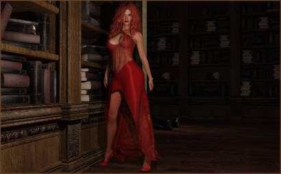 Model Posed in Library