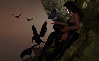 Witch Sitting on Mountain