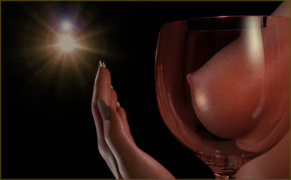 Woman's Breast through a glass