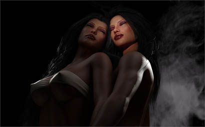 Two Women Affectionately Close