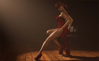 Leggy Woman Spotlighted