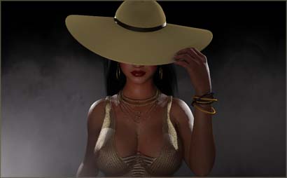 Woman Posed in Sun Hat