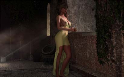 Woman Looks Out from Tool Shed