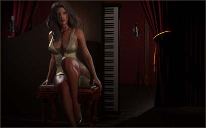Woman Posed with Piano