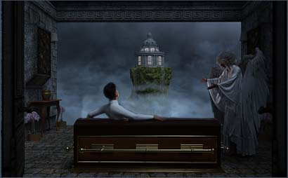 Man Rises from Coffin