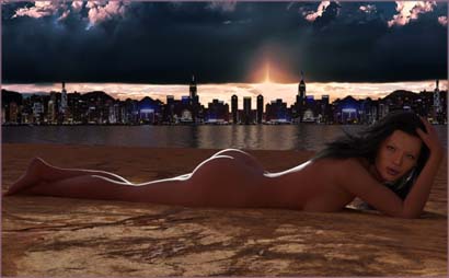 Model on Sandy Beach