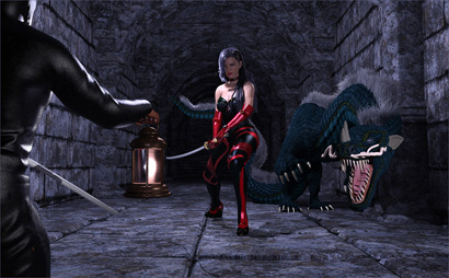 Kiyomi and Dragon Confront Ninja