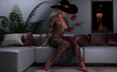 Woman in See-Through Lace