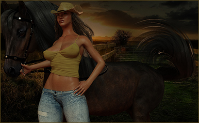 Conttry Girl and Horse